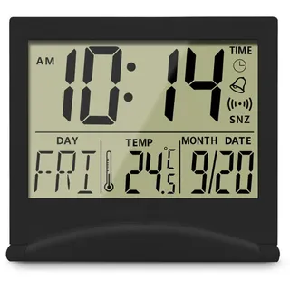 Ziyan Faltbare Digital Wecker LCD Elektronische Reise Mini Uhr mit Temperatur Kalender Display Schreibtisch Uhr Schlafzimmer Tischuhr