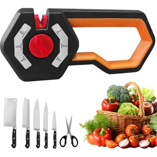 Messerschärfer,6 Stufen Verstellbar knife sharpener,6-in-1 Messerschleifer mit Scherenschleifer,Manuelle messerschleifer für Küchenmesser, Scheren Grobschliff, mittelfeinen Schliff und Feinschliff