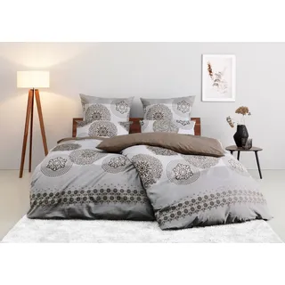 MY HOME Tesso Ornamenten Polycotton Grau 135 x 200 cm + 2 x 80 x 80 cm