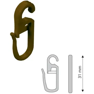 Liedeco Faltenclip Faltenlegehaken, für Gardinenringe, braun