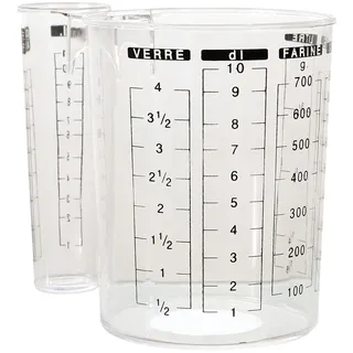 LILY COOK, KP0072, Transparenter Kunststoff-Messbecher, ergonomisch und präzise zum Abmessen von Flüssigkeiten und Feststoffen, leicht zu reinigen, Fassungsvermögen 189 cl, transparente Farbe