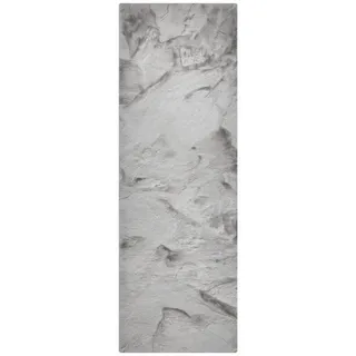 benuta Nest Kunstfell-Teppich Dave Grau 80x240 cm , Textil , Beton Optik , Rechteckig , 80x240 cm , Gots , wasserabweisend , Teppiche und Böden, Teppiche