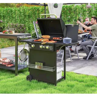 Outsunny Gasgrill Grillwagen 123 x 57 x 98 cm Schwarz 
