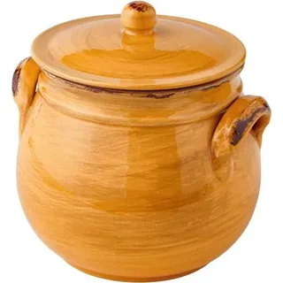 Gelbe Feuerschale aus Terrakotta mit Deckel