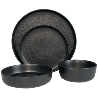 Novel Kombiservice , Schwarz , Keramik , 16-teilig , Uni , 550 ml , Lfgb , lebensmittelecht , Geschirr, Geschirrsets, Kombiservice