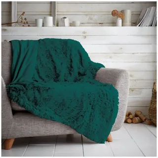 GC GAVENO CAVAILIA Teddy-Fleece-Überwurf für Sofas, Flauschige Bettdecke, kuschelig, warm, 150 x 200 cm, Grün