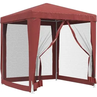 Pavillon Zelt Partyzelt mit 4 Mesh-Seitenwänden Rot 2x2 m HDPE, Gartenpavillon Stabil Gartenzelt für Strand Hochzeit Camping - Rot