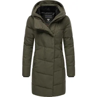 Ragwear Wintermantel Pavla Coat stylischer Damen Steppmantel in Woll-Optik grün