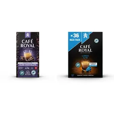 Café Royal Dark Chocolate Flavoured 100 Kapseln für Nespresso Kaffee Maschine - 4/10 Intensität - UTZ-zertifiziert, aus Aluminium & Lungo 36 Kapseln für Nespresso Kaffee Maschine - 4/10 Intensität