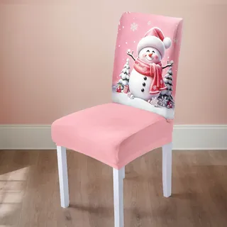 DOTBUY-SHOP Stuhlhussen Weihnachten Schneemann 2/4/6/8er Set, Stretch Stuhlbezug Stuhlhussen für Esszimmerstühle Waschbarer Hussen für Stühle für Stuhldekoration Restaurant (Rosa,4er Set)