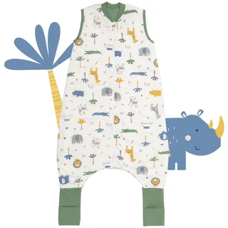 schlummersack Baby Schlafsack mit Füßen Sommer 1 Tog 70 cm dünn Dschungel | Schlafsack mit Beinen und verlängerten Bündchen für eine Körpergröße von 70-80cm | Schlafsack Baby Sommer Frühling