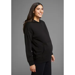Umstandssweatshirt NEUN MONATE "Stillsweatshirt für Schwangerschaft und Stillzeit", Damen, Gr. 40/42, schwarz, Sweatware, Obermaterial: 100% Baumwolle. Kapuzenfutter: 100% Baumwolle, unifarben, Basic, lässig geschnitten, Sweatshirts Umstandssweatshirt, Kapuzen-Sweatshirt mit praktischem Verschluss