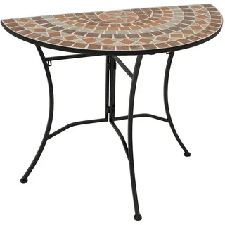 Wandtisch LUCCA halbrund 45x90cm, Eisen + Mosaik terracottafarben