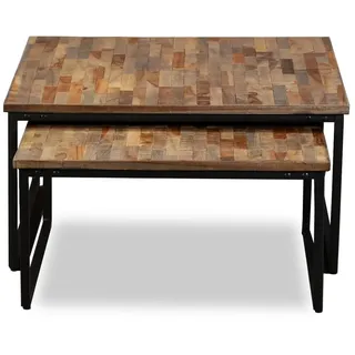 vidaXL Satztisch Couchtisch-Set 2-tlg. Recyceltes Teak Massiv - Braun