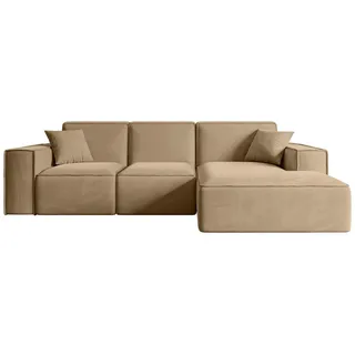 altdecor Ecksofa in L-Form, Serra-L - 266x169x80 cm Beige - Corner Sofa Bett Eckcouch Couch Wohnlandschaft Cauchsofa - Beige