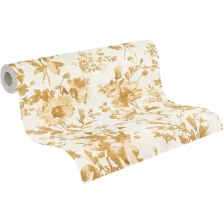A.S. Création AS Creation Vliestapete Blüten 10,05 x 0,53 m Weiß-Gold FSC®