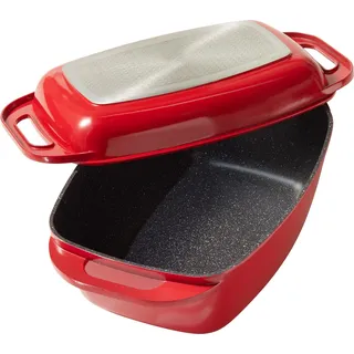 STONELINE® Bräter Schmortopf 43x26 cm Rot | mit Deckel - Rot