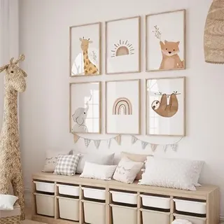 MeinBaby123® Poster | 6er Set DIN A4 | Wandbilder | Kinderzimmer Poster | Deko Bilder Kinderzimmer | Boho | Babyzimmer Deko | Wandposter Premium