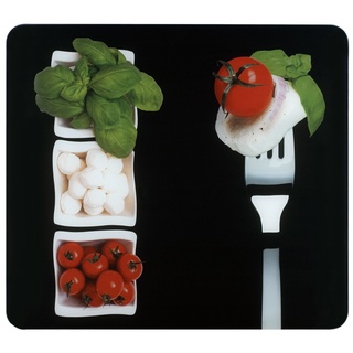 Wenko Multi-Platte Caprese für Glaskeramik Kochfelder, Schneidbrett, Gehärtetes Glas, 56 x 50 cm, Mehrfarbig