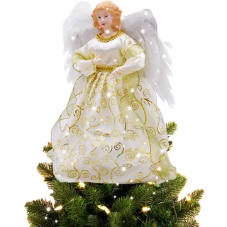 BigKing 32 cm Engel Weihnachtsbaumspitze, Weihnachtsengel Baumkrone Figur