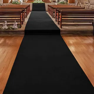 Floordirekt Gangläufer 100 x 300 cm, Schwarz 980 - Hochzeitsläufer - Hochzeitsteppich - Premium Teppichläufer - Messeteppich - VIP Eventteppich