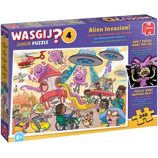 Wasgij Junior 4, Alien Invasion - 240-Teiliges Kinderpuzzle | Lustig, Farbenfroh & Knifflig – 240 Teile – FSC-zertifizierte Materialien – Geburtstagsgeschenk ab 8 Jahren