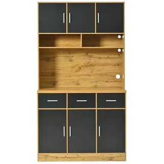 Komhtom Buffet 100x40x180cm in Naturfarbene Schrank , Schwarz , Holz , Holz Optik , 40x180x100 cm , Esszimmer, Anrichten