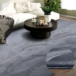 Villeroy & Boch Shaggy Teppich Leon - Flauschiger Hochflor Wohnzimmerteppich - Einfarbig Weich Pflegeleicht Langflor für Wohnzimmer Esszimmer, Schlafzimmer, Kunderzimmer - Anthrazit, 80x150 cm
