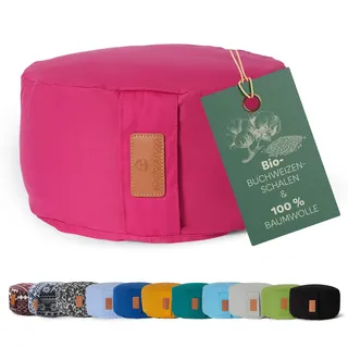 #DoYourYoga rundes Yogabolster - waschbarer Bezug, Bio-Buchweizenschalen (KBA) Füllung, 30 x 15 cm, Yoga Kissen für Yin Yoga & Meditation - pink