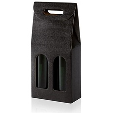 10 Stück Tragekarton Fineline Black (schwarz) für Zwei Flaschen Wein/Sekt,Geschenkkarton