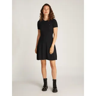 Tommy Hilfiger Jerseykleid »CO JERSEY STITCH F&F DRESS«, mit Logostickerei auf der Brust, schwarz