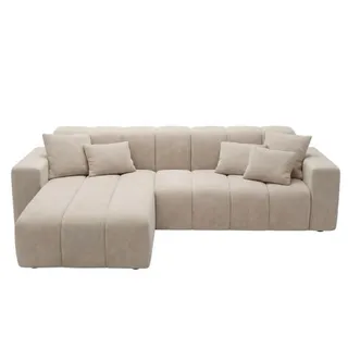 GRAINGOLD Ecksofa L-Form, Links Nork - Moderne Ecksofa, Wohnzimmer, Ecksofa - Eckcouch Beige (Komodo 11) - Beige