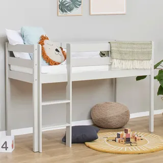 Mid.you Hochbett , Grau , Holz , Kiefer , vollmassiv , Höhe ca. 9 cm , 70x160 cm , für Rollrost geeignet , Babymöbel & Kindermöbel, Kinderzimmer & Jugendzimmer, Kinderbetten, Hochbetten