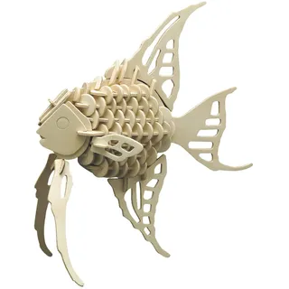Peter Bausch GmbH & Co. KG Pebaro 852/2 Holzbausatz Fisch, 3D Puzzle, Modellbausatz, Basteln mit Holz, Holzpuzzle Tier, vorgestanzte Holzplatte, inkl. Schmirgelpapier, ausbrechen, zusammenstecken, fertig, Geschenkidee