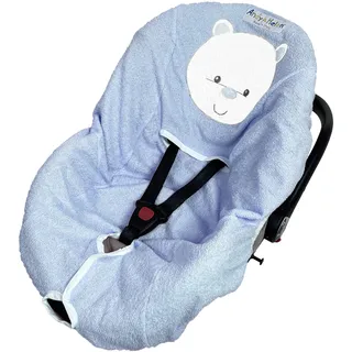 Andy & Helen Frottee-Bezug für Babyschalen Bestickt. Praktisch und bequem zu beziehen Dank elastischen Ecken, passt auf alle Babyschalen der Standardgröße - Himmelblau