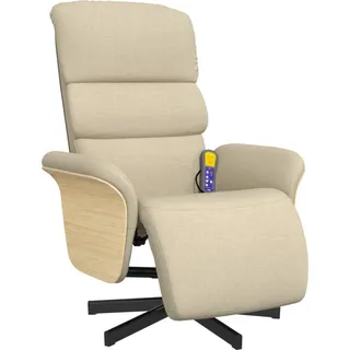 vidaXL Massagesessel mit Fußteil Creme Stoff - Creme