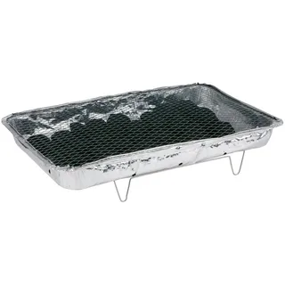 alpina Einweggrill mit Holzkohle - Holzkohlegrill mit Grillrost - Tragbarer Outdoor Grill für Picknick und Camping - Einweg Grill mit bis zu 1,5 Stunden Brenndauer - 48 x 31 x 6 cm