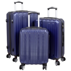 Trendyshop365 Koffer-Set 3-teilig Hartschale Dallas 4 Räder Zahlenschloss Blau