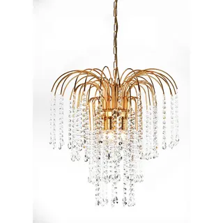 None Kristall-Hängeleuchte Pioggia Goldfarben max. 6 Watt