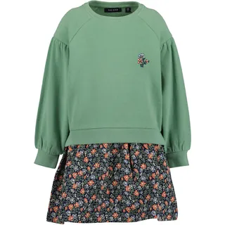 blue seven Sweatkleid mit bedrucktem Rock und kleiner Stickerei auf der Brust, grün