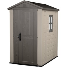 Keter Gerätehaus Factor 4x6, Beige, 4.0m3 Rauminhalt, Außenmaße (B/T/H):129.5 x 182 x 216.5 cm, wetterfest, wasserdicht, UV-beständig, Outdoor