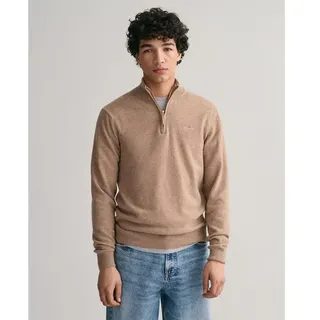 Gant Superfine Lambswool Halbzippullover - Dark Sand Melange - 3XL