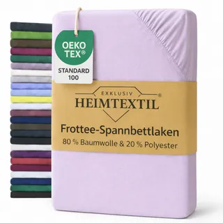 Exklusiv Heimtextil Frottee Spannbettlaken Marke 60-70 x 140 cm 80% Baumwolle, 20% Polyester Öko - Tex Zertifiziert, Markenqualität, Matratzenhöhe bis 10 cm, Flieder