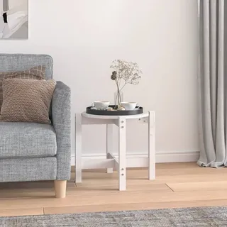 The Living Store Couchtisch Weiß Ø 52,5x45 cm Massivholz Kiefer - Weiß