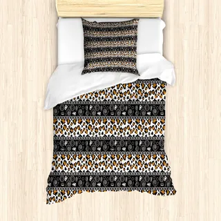 ABAKUHAUS afrikanisch Mantele, Cheetah-Haut-Kreise, Milbensicher Allergiker geeignet mit Kissenbezügen, 135 cm x 200 cm - 80 x 80 cm, Pale Coffee Brown White