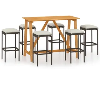 vidaXL 7-tlg. Gartenbar-Set mit Kissen Braun - Braun
