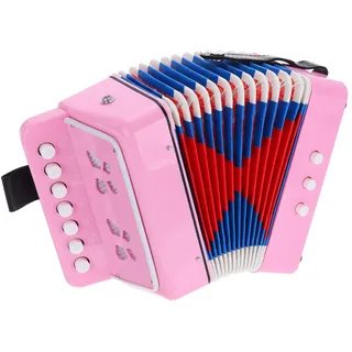 QUARKZMAN Knopfakkordeon 10 Tasten Ziehharmonika Mini Musikinstrument Geschenke für Erwachsene Anfänger Bildung, Hellrosa