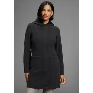 Kurzmantel KANGAROOS, Damen, Gr. 40, grau (dunkel, grau, melange), Web, Obermaterial: 90% Polyester, 10% Viskose. Futter: 100% Polyester, kontrastfarbene Details, meliert, unifarben mit Farbeinsatz, normal hüftbedeckend, Mäntel Kurzmantel, mit großer Kapuze ideal für den Übergang