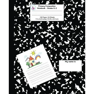 Primary Composition Notebook: Black Marble, Grades K-2 Kindergarten Writing Journal