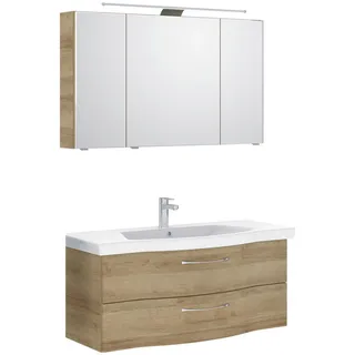 Pelipal Badezimmer , Eichefarben , Holzwerkstoff , 3-teilig , 6 Fächer , 2 Schublade(n) Schubladen , 122 cm , Made in Germany , hängend, Typenvielfalt , Badezimmer, Badmöbelsets & Badmöbelserien, Badmöbel-Sets